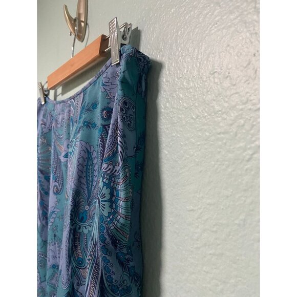 Pendleton Women's Blue and‎ Teal Patterned Floral Silk Wool Blend Dress Size 14 - Picture 4 of 10